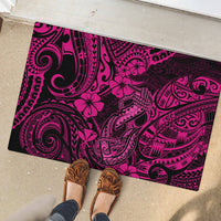 Hawaii Fish Hook Rubber Doormat Hibiscus Hawaii Tribal Tattoo Pink Version LT01 - Polynesian Pride