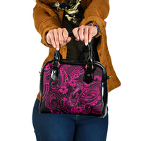 Hawaii Fish Hook Shoulder Handbag Hibiscus Hawaii Tribal Tattoo Pink Version LT01 One Size Pink - Polynesian Pride