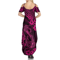 Hawaii Fish Hook Summer Maxi Dress Hibiscus Hawaii Tribal Tattoo Pink Version LT01 - Polynesian Pride