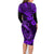 Hawaii Fish Hook Family Matching Long Sleeve Bodycon Dress and Hawaiian Shirt Hibiscus Hawaii Tribal Tattoo Purple Version LT01 - Polynesian Pride