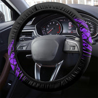Hawaii Fish Hook Steering Wheel Cover Hibiscus Hawaii Tribal Tattoo Purple Version LT01 - Polynesian Pride