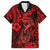 Hawaii Fish Hook Family Matching Long Sleeve Bodycon Dress and Hawaiian Shirt Hibiscus Hawaii Tribal Tattoo Red Version LT01 Dad's Shirt - Short Sleeve Red - Polynesian Pride