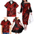 Hawaii Fish Hook Family Matching Off Shoulder Long Sleeve Dress and Hawaiian Shirt Hibiscus Hawaii Tribal Tattoo Red Version LT01 - Polynesian Pride