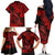 Hawaii Fish Hook Family Matching Off Shoulder Long Sleeve Dress and Hawaiian Shirt Hibiscus Hawaii Tribal Tattoo Red Version LT01 - Polynesian Pride