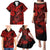 Hawaii Fish Hook Family Matching Puletasi Dress and Hawaiian Shirt Hibiscus Hawaii Tribal Tattoo Red Version LT01 - Polynesian Pride