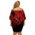 Hawaii Fish Hook Off Shoulder Short Dress Hibiscus Hawaii Tribal Tattoo Red Version LT01 - Polynesian Pride