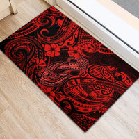 Hawaii Fish Hook Rubber Doormat Hibiscus Hawaii Tribal Tattoo Red Version LT01 - Polynesian Pride