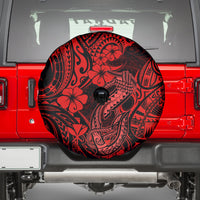Hawaii Fish Hook Spare Tire Cover Hibiscus Hawaii Tribal Tattoo Red Version LT01 - Polynesian Pride