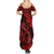 Hawaii Fish Hook Summer Maxi Dress Hibiscus Hawaii Tribal Tattoo Red Version LT01 - Polynesian Pride