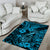 Hawaii Fish Hook Area Rug Hibiscus Hawaii Tribal Tattoo Sky Blue Version LT01 - Polynesian Pride