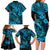 Hawaii Fish Hook Family Matching Long Sleeve Bodycon Dress and Hawaiian Shirt Hibiscus Hawaii Tribal Tattoo Sky Blue Version LT01 - Polynesian Pride