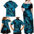 Hawaii Fish Hook Family Matching Off Shoulder Maxi Dress and Hawaiian Shirt Hibiscus Hawaii Tribal Tattoo Sky Blue Version LT01 - Polynesian Pride