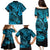 Hawaii Fish Hook Family Matching Puletasi Dress and Hawaiian Shirt Hibiscus Hawaii Tribal Tattoo Sky Blue Version LT01 - Polynesian Pride