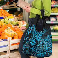 Hawaii Fish Hook Grocery Bag Hibiscus Hawaii Tribal Tattoo Sky Blue Version LT01 - Polynesian Pride