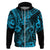 Hawaii Fish Hook Hoodie Hibiscus Hawaii Tribal Tattoo Sky Blue Version LT01 Zip Hoodie Blue - Polynesian Pride