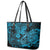 Hawaii Fish Hook Leather Tote Bag Hibiscus Hawaii Tribal Tattoo Sky Blue Version LT01 - Polynesian Pride