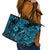 Hawaii Fish Hook Leather Tote Bag Hibiscus Hawaii Tribal Tattoo Sky Blue Version LT01 - Polynesian Pride