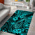 Hawaii Fish Hook Area Rug Hibiscus Hawaii Tribal Tattoo Turquoise Version LT01 - Polynesian Pride