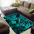 Hawaii Fish Hook Area Rug Hibiscus Hawaii Tribal Tattoo Turquoise Version LT01 - Polynesian Pride