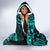 Hawaii Fish Hook Hooded Blanket Hibiscus Hawaii Tribal Tattoo Turquoise Version LT01 - Polynesian Pride