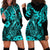 Hawaii Fish Hook Hoodie Dress Hibiscus Hawaii Tribal Tattoo Turquoise Version LT01 - Polynesian Pride