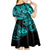 Hawaii Fish Hook Kid Short Sleeve Dress Hibiscus Hawaii Tribal Tattoo Turquoise Version LT01 - Polynesian Pride