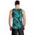 Hawaii Fish Hook Men Tank Top Hibiscus Hawaii Tribal Tattoo Turquoise Version LT01 - Polynesian Pride