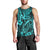 Hawaii Fish Hook Men Tank Top Hibiscus Hawaii Tribal Tattoo Turquoise Version LT01 - Polynesian Pride