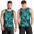 Hawaii Fish Hook Men Tank Top Hibiscus Hawaii Tribal Tattoo Turquoise Version LT01 - Polynesian Pride