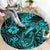 Hawaii Fish Hook Round Carpet Hibiscus Hawaii Tribal Tattoo Turquoise Version LT01 - Polynesian Pride