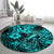 Hawaii Fish Hook Round Carpet Hibiscus Hawaii Tribal Tattoo Turquoise Version LT01 - Polynesian Pride