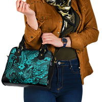 Hawaii Fish Hook Shoulder Handbag Hibiscus Hawaii Tribal Tattoo Turquoise Version LT01 - Polynesian Pride