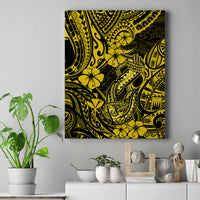 Hawaii Fish Hook Canvas Wall Art Hibiscus Hawaii Tribal Tattoo Yellow Version LT01 Yellow - Polynesian Pride