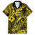 Hawaii Fish Hook Family Matching Off Shoulder Long Sleeve Dress and Hawaiian Shirt Hibiscus Hawaii Tribal Tattoo Yellow Version LT01 Dad's Shirt - Short Sleeve Yellow - Polynesian Pride