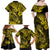 Hawaii Fish Hook Family Matching Off Shoulder Maxi Dress and Hawaiian Shirt Hibiscus Hawaii Tribal Tattoo Yellow Version LT01 - Polynesian Pride