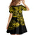 Hawaii Fish Hook Family Matching Short Sleeve Bodycon Dress and Hawaiian Shirt Hibiscus Hawaii Tribal Tattoo Yellow Version LT01 - Polynesian Pride