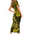 Hawaii Fish Hook Family Matching Short Sleeve Bodycon Dress and Hawaiian Shirt Hibiscus Hawaii Tribal Tattoo Yellow Version LT01 - Polynesian Pride