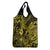 Hawaii Fish Hook Grocery Bag Hibiscus Hawaii Tribal Tattoo Yellow Version