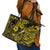 Hawaii Fish Hook Leather Tote Bag Hibiscus Hawaii Tribal Tattoo Yellow Version LT01 - Polynesian Pride