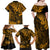 Hawaii King Kamehameha Family Matching Off Shoulder Maxi Dress and Hawaiian Shirt Polynesian Pattern Gold Version LT01 - Polynesian Pride