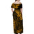 Hawaii King Kamehameha Family Matching Off Shoulder Maxi Dress and Hawaiian Shirt Polynesian Pattern Gold Version LT01 - Polynesian Pride