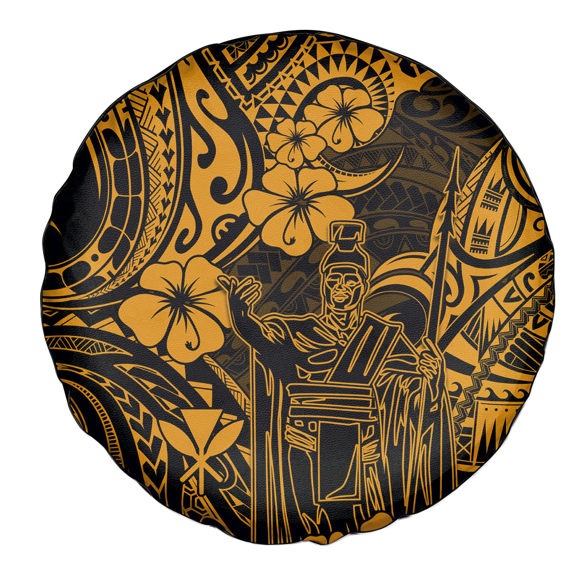 Hawaii King Kamehameha Spare Tire Cover Polynesian Pattern Gold Version LT01 Gold - Polynesian Pride