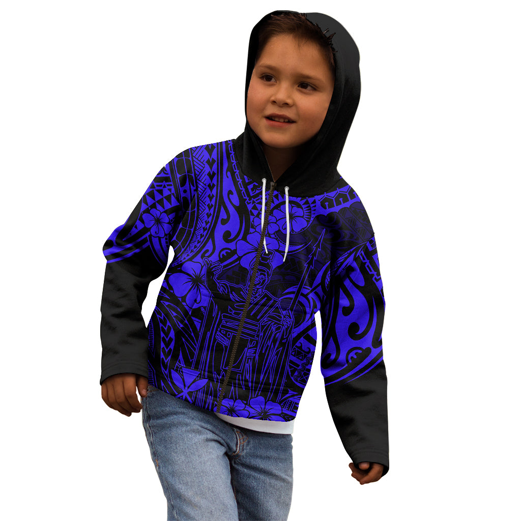 Hawaii King Kamehameha Kid Hoodie Polynesian Pattern Navy Blue Version LT01 - Polynesian Pride