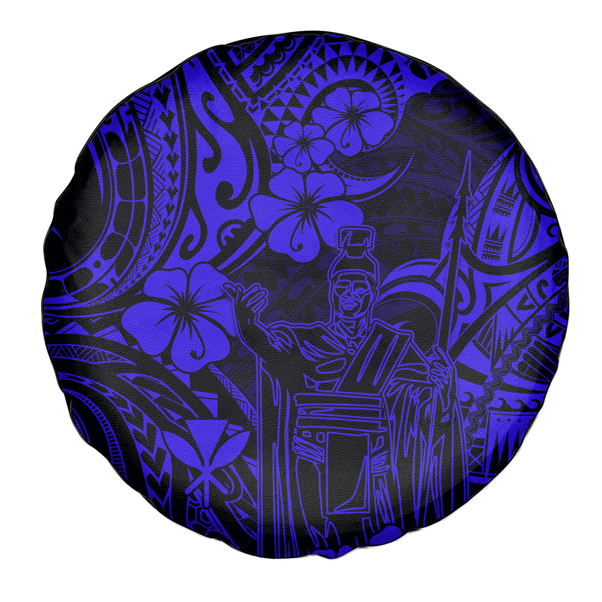 Hawaii King Kamehameha Spare Tire Cover Polynesian Pattern Navy Blue Version LT01 Blue - Polynesian Pride