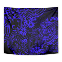 Hawaii King Kamehameha Tapestry Polynesian Pattern Navy Blue Version LT01 - Polynesian Pride