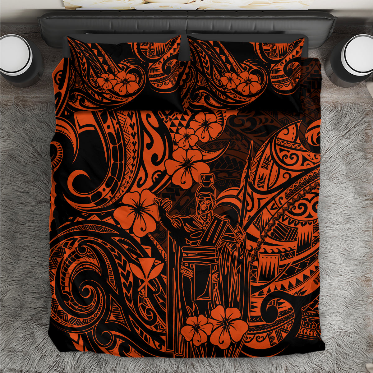 Hawaii King Kamehameha Bedding Set Polynesian Pattern Orange Version LT01 Orange - Polynesian Pride