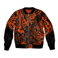 Hawaii King Kamehameha Bomber Jacket Polynesian Pattern Orange Version LT01 Unisex Orange - Polynesian Pride