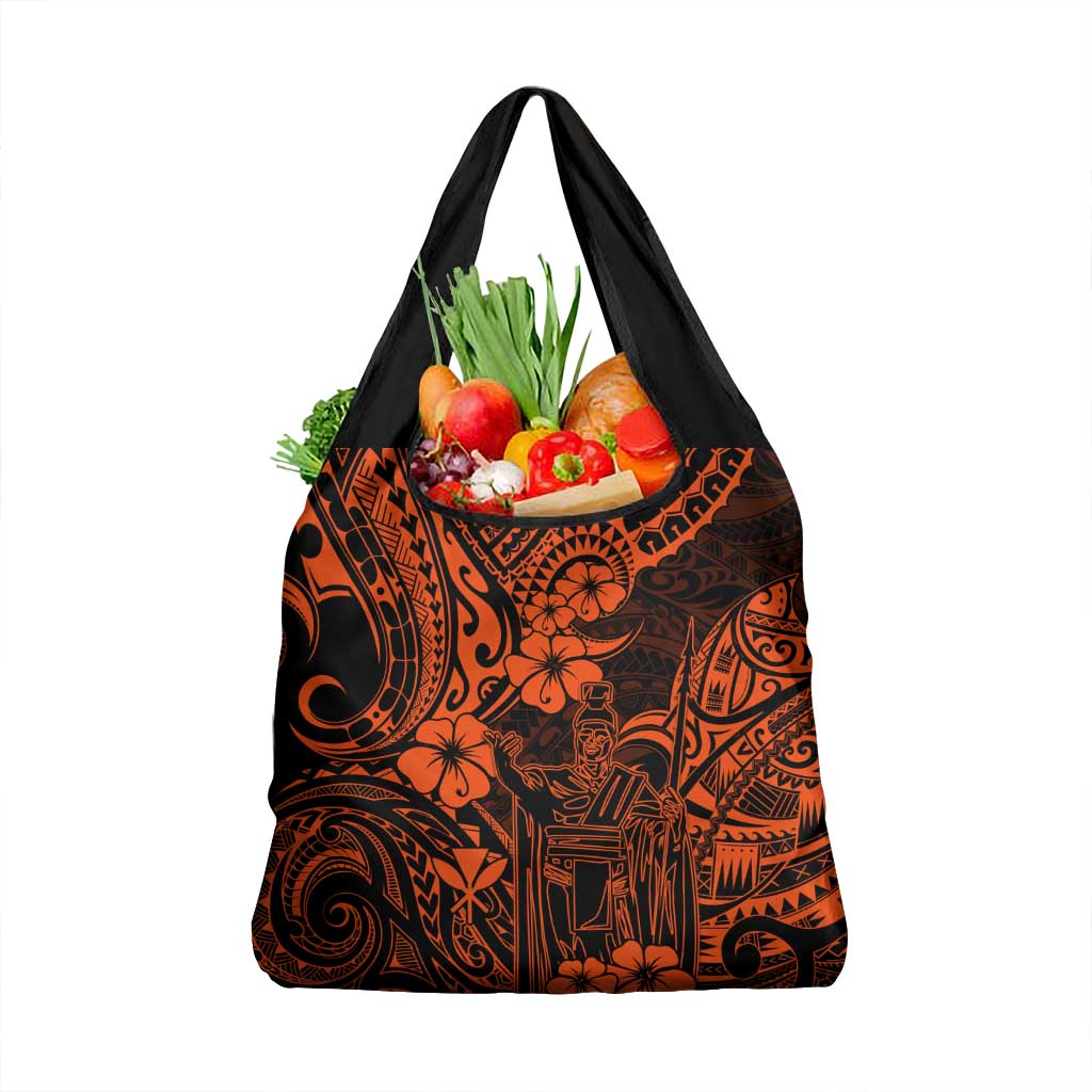 Hawaii King Kamehameha Grocery Bag Polynesian Pattern Orange Version LT01 1-pack One Size Orange - Polynesian Pride