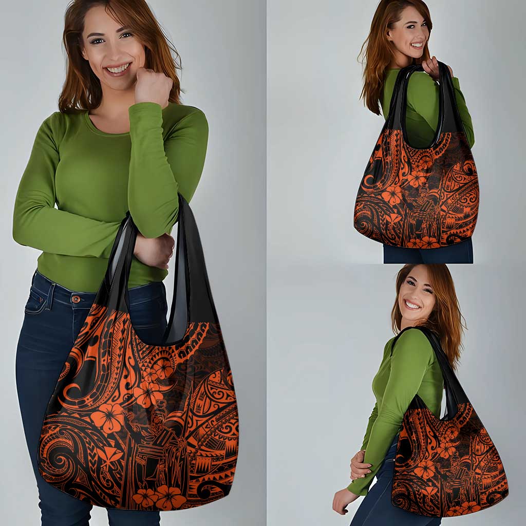 Hawaii King Kamehameha Grocery Bag Polynesian Pattern Orange Version LT01 - Polynesian Pride