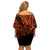 Hawaii King Kamehameha Off Shoulder Short Dress Polynesian Pattern Orange Version LT01 - Polynesian Pride